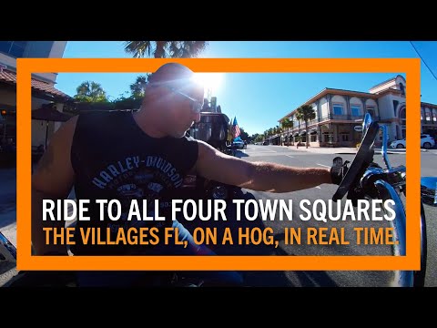 Ride to All Four Town Squares of the Villages Florida on my Harley Softail in Real Time #thevillages